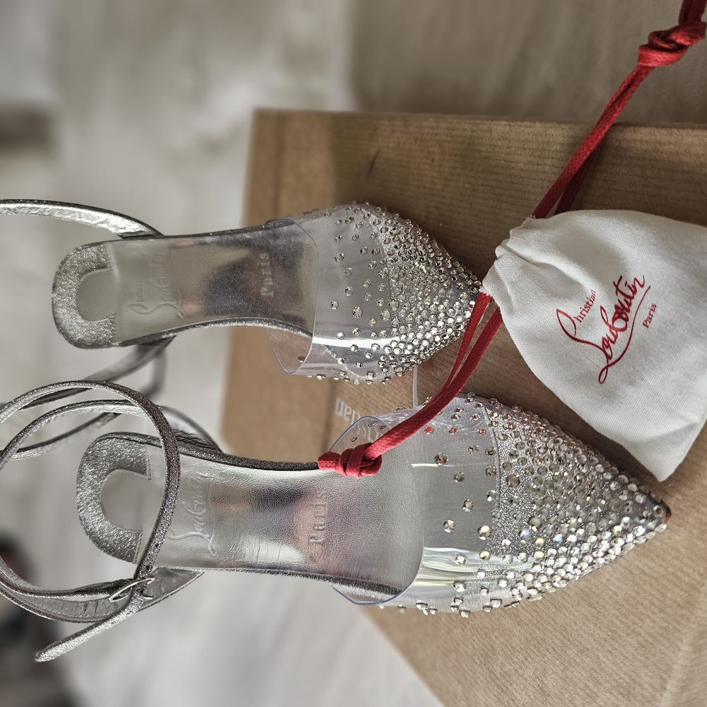 Christian Louboutin Silver Stiletto Heels - Picture 6 of 8